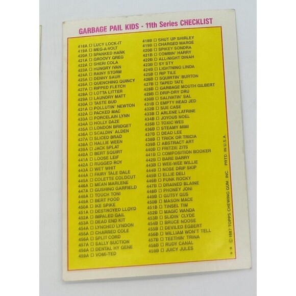 Vintage Garbage Pail Kids 1988 459b Juicy Jules RARE Triple? ERRORS! Card Topps - Picture 3 of 7